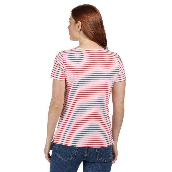 Moteriški organiškos medvilnės marškinėliai Regatta Olwyn - balta, raudona
