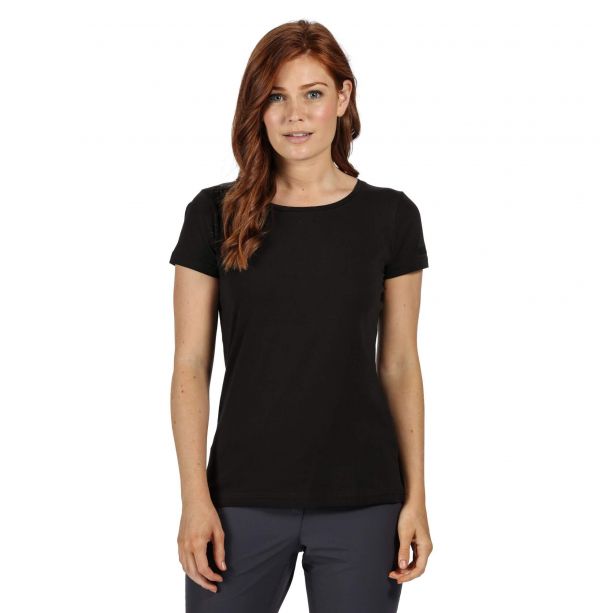 Moteriški medvilniniai marškinėliai Regatta Carlie - juoda