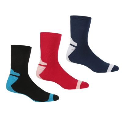 Moteriškos kojinės Regatta 3pk - juoda, mėlyna, raudona